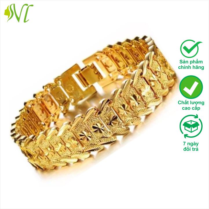 Lắc tay nam titan mạ vàng 18k Người Đẹp Vì Lụa không đen không gỉ xài nước tốt