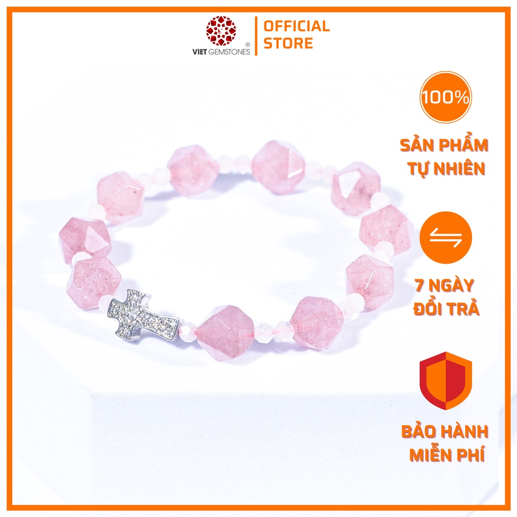 Vòng chuỗi mân côi TA Dâu kiểu mài facet độc đáo | VietGemstones