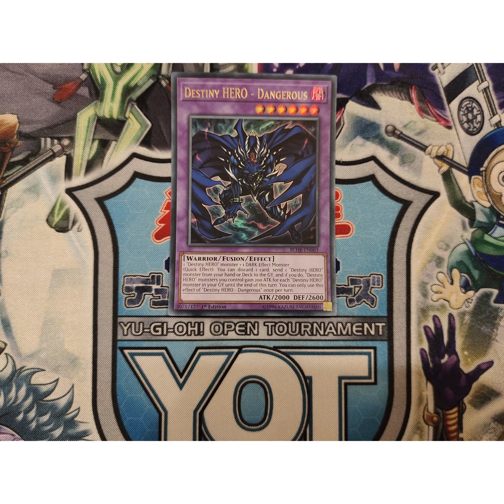 Thẻ bài Yugioh chính hãng Destiny HERO - Dangerous - BLHR-EN063 - Ultra Rare 1st Edition