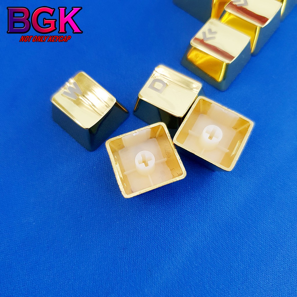 Bộ Keycap Kim Loại 8 Nút Màu Vàng Ánh Kim Cực Đẹp ( Xuyên LED, Hợp Kim )