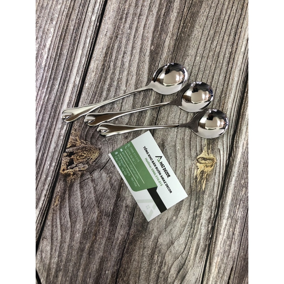 Muỗng thìa inox cán dài giọt nước GN153517 phong cách Hàn Quốc cao cấp sáng bóng bền đẹp an toàn cho sức khỏe