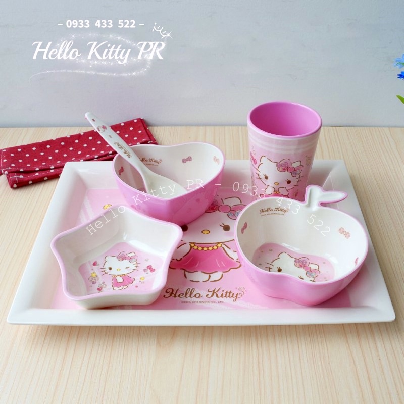Tô chén muỗng ly dĩa Hello Kitty