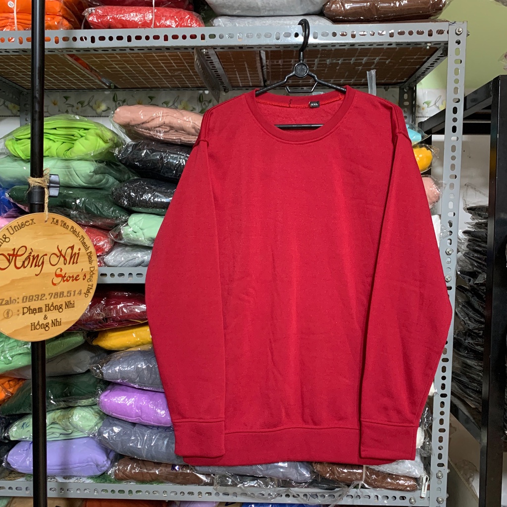 Áo Sweater Trơn Ulzzang Unisex Màu Đỏ Đô Chất Nỉ Bông Cao Cấp Dáng Rộng Nam Nữ - MM