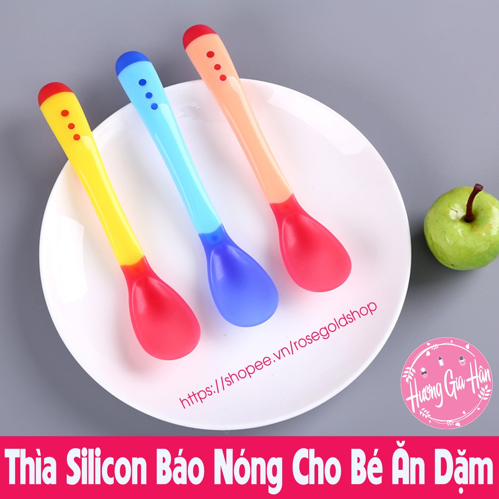 Thìa Silicon Báo Nóng Cho Bé Ăn Dặm Bảo Vệ Bé Không Bị Bỏng Miệng