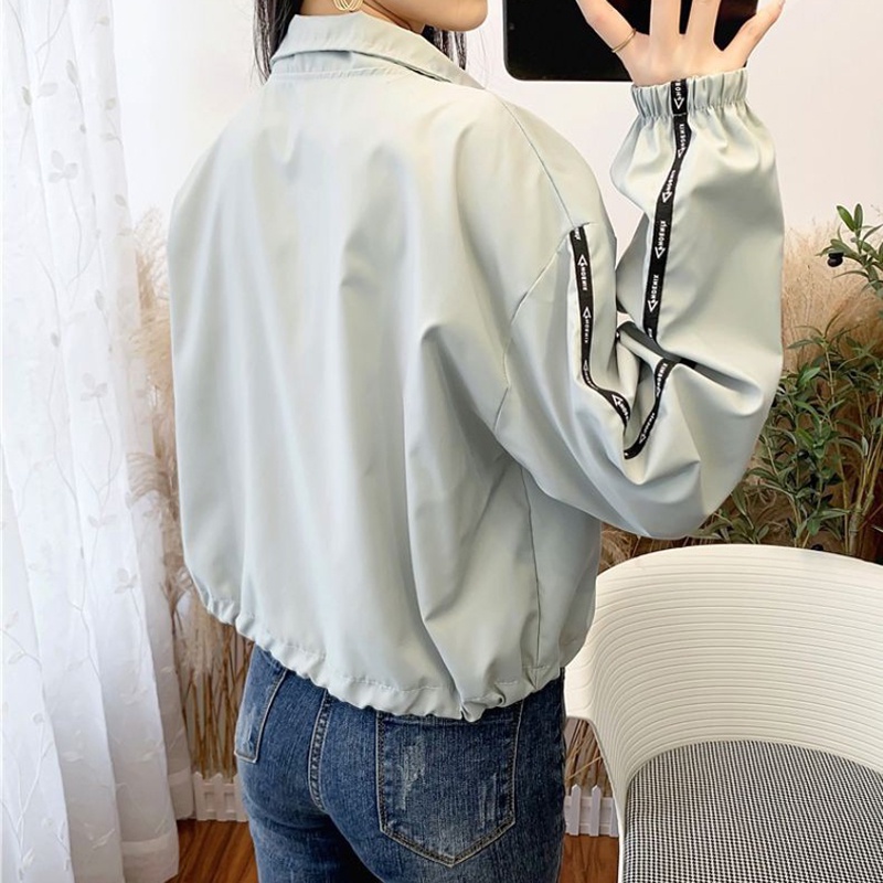 IELGY    Áo Khoác Thể Thao Dáng Ngắn Mỏng Thời Trang Cho Nữ