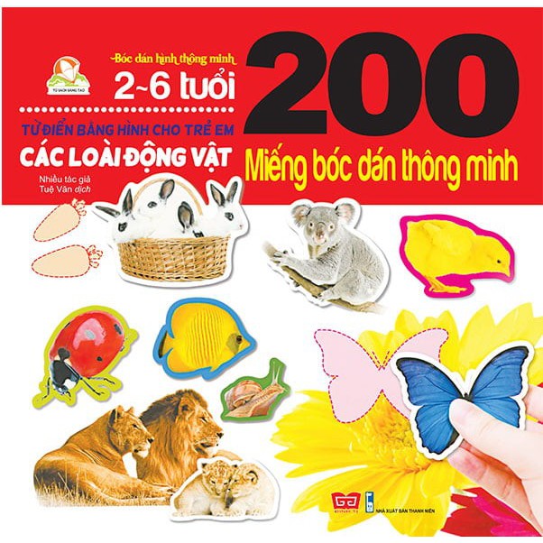 Sách -  200 miếng bóc dán thông minh cho bé từ 2 đến 6 tuổi - Các loài động vật (Đinh Tị)