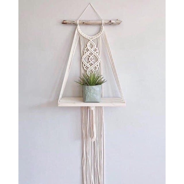 Kệ gỗ macrame mini trang trí