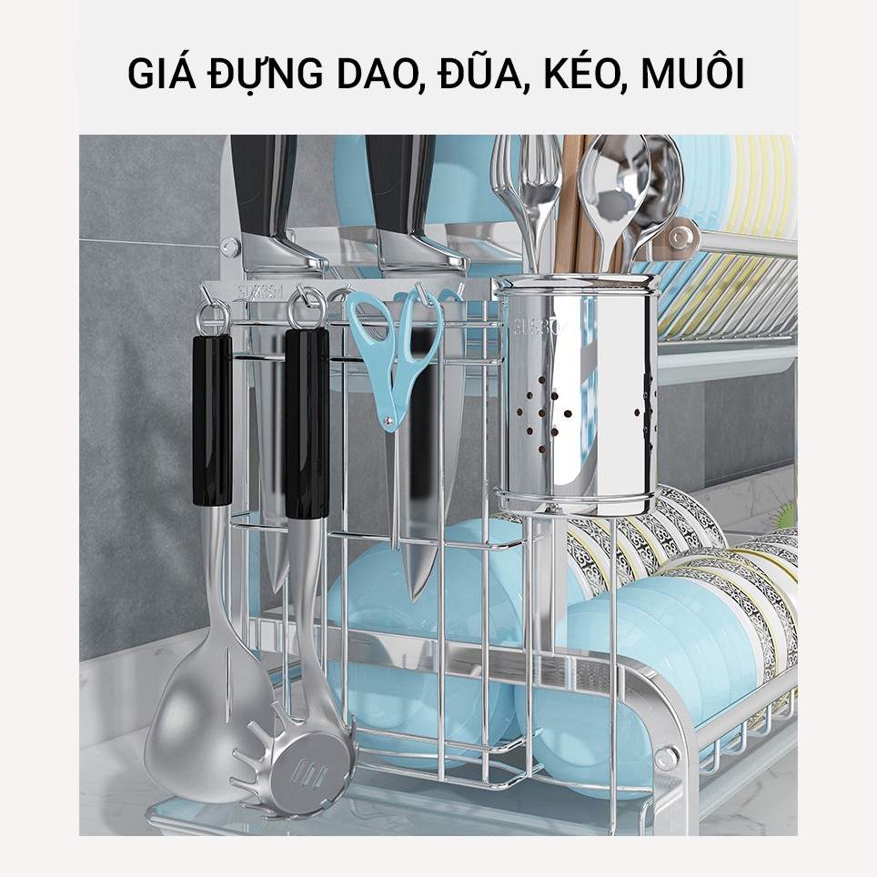 Giá Kệ Để Bát Đĩa 2 tầng Inox 304 Đa năng 12314 [Freeship]