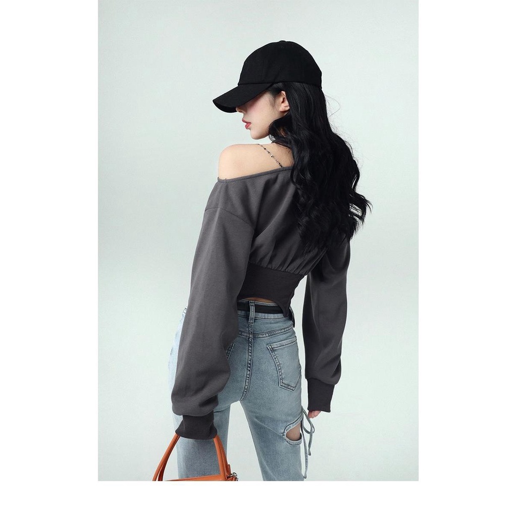 Áo Thun Tay Dài Hở Vai Thời Trang Dành Cho Nữ