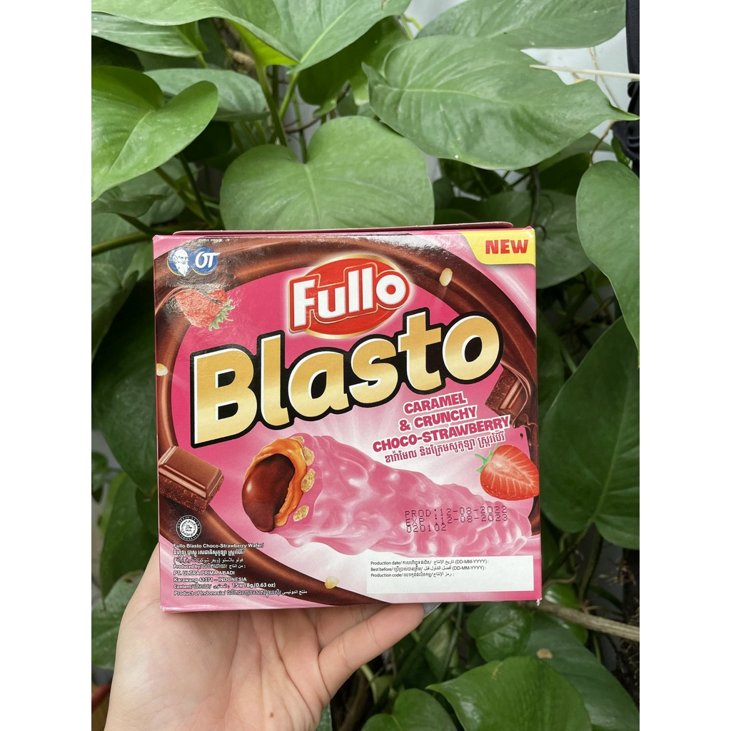 Bánh Quế Xốp Fullo Blasto Sôcôla Dâu Choco-Strawberry (Hộp 15 cái)