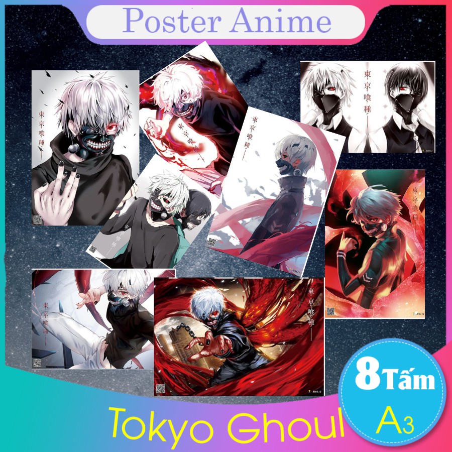 [Giấy Xịn] Set 8 tấm tranh poster A3 Tokyo Ghoul anime siêu chất