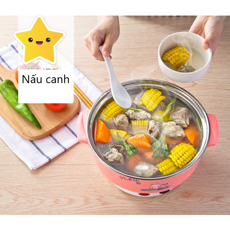 [size TO]nồi lẩu mini nấu mì - nồi lẩu đa năng vung kính