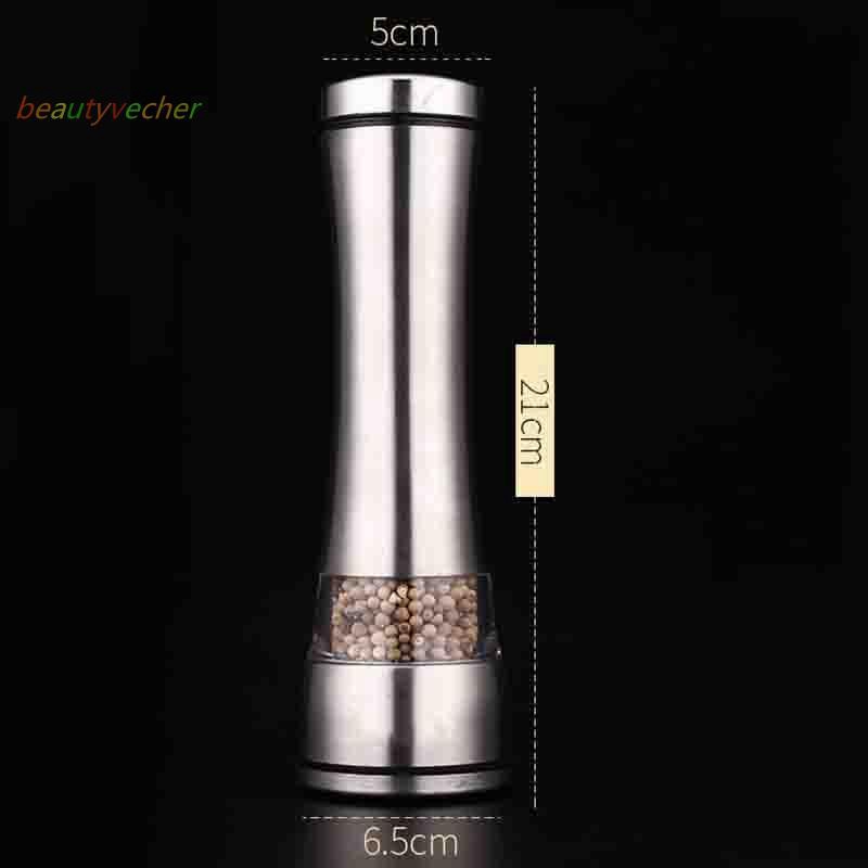Stainless Steel Mill Salt Pepper Manual Bottle Grinder Glass Bottle New