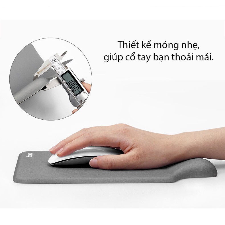 Miếng Lót Chuột Baona bằng Silicon, Mút đệm êm chống mỏi cổ tay, Tăng khả năng di chuyển, trống trượt.