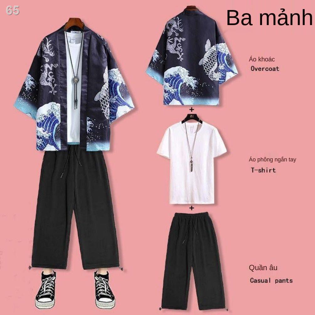 Phong cách Trung Quốc Suit Hanfu nam giới mùa xuân và hè áo khoác len chống nắng, quần cắt ngắn tay, một bộ rất c