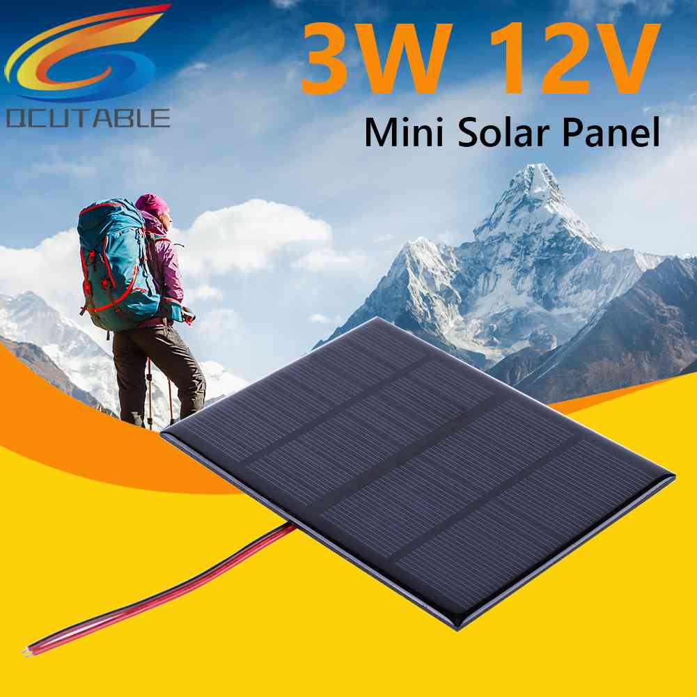 Tấm Pin Năng Lượng Mặt Trời Mini 3W 12V Cho Điện Thoại 9-12V