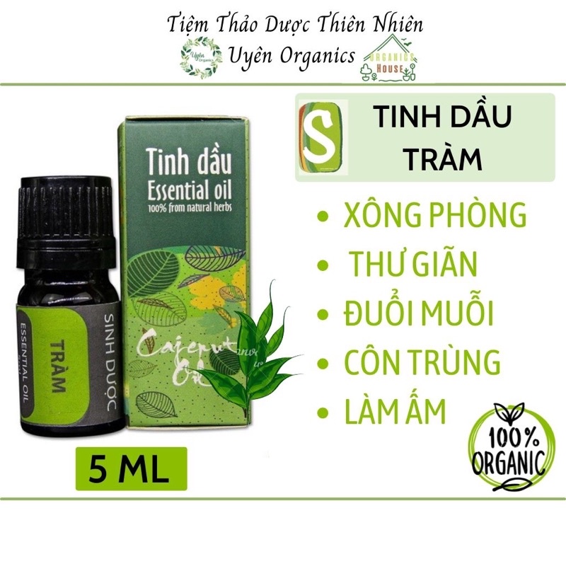 Tinh Dầu Tràm thiên nhiên 5ml💥HTX SINH DƯỢC💥Nguyên Chất,Xông Phòng thư giãn