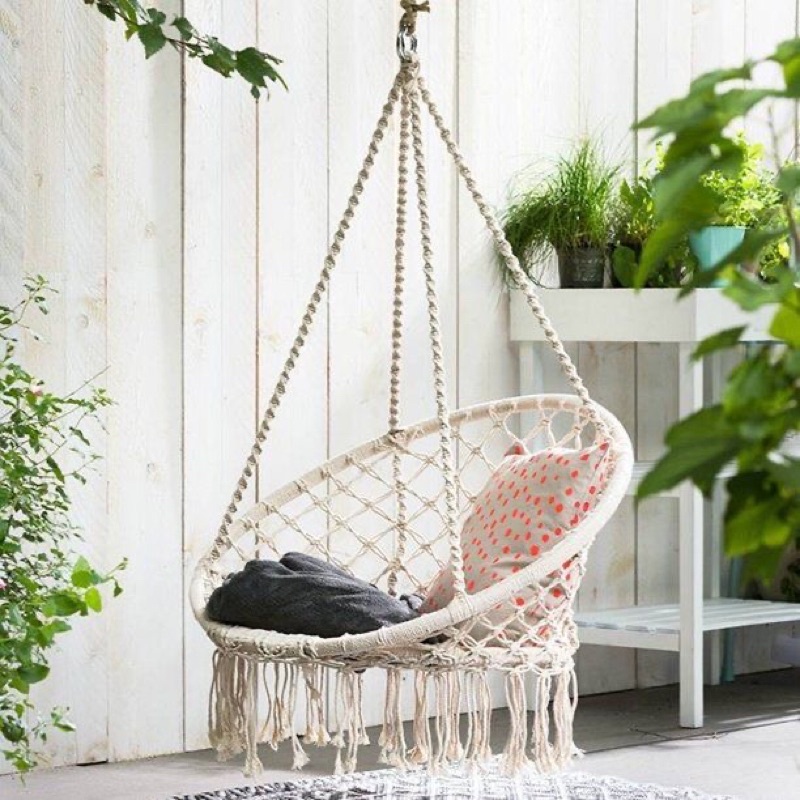 Võng, xích đu treo trần decor phòng ngủ, decor ban công macrame