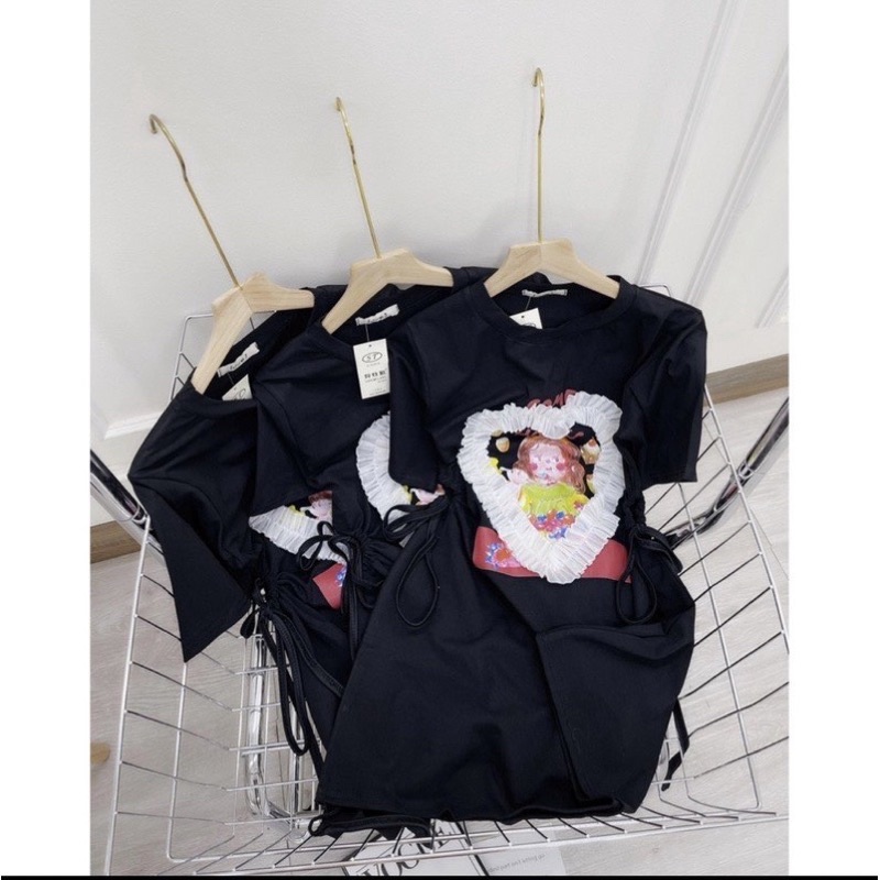 Đầm suông viền tim cột eo kèm video ảnh thật