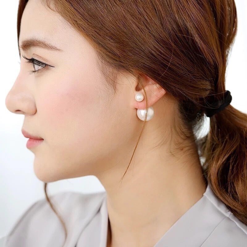 Bông tai hạt châu trắng gắn sát tai giá rẻ YU37