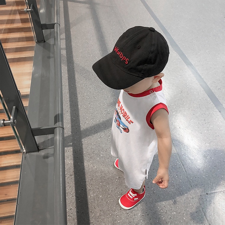 Bộ Áo Liền Quần Không Tay In Hình Đua Xe Dành Cho Bé Trai