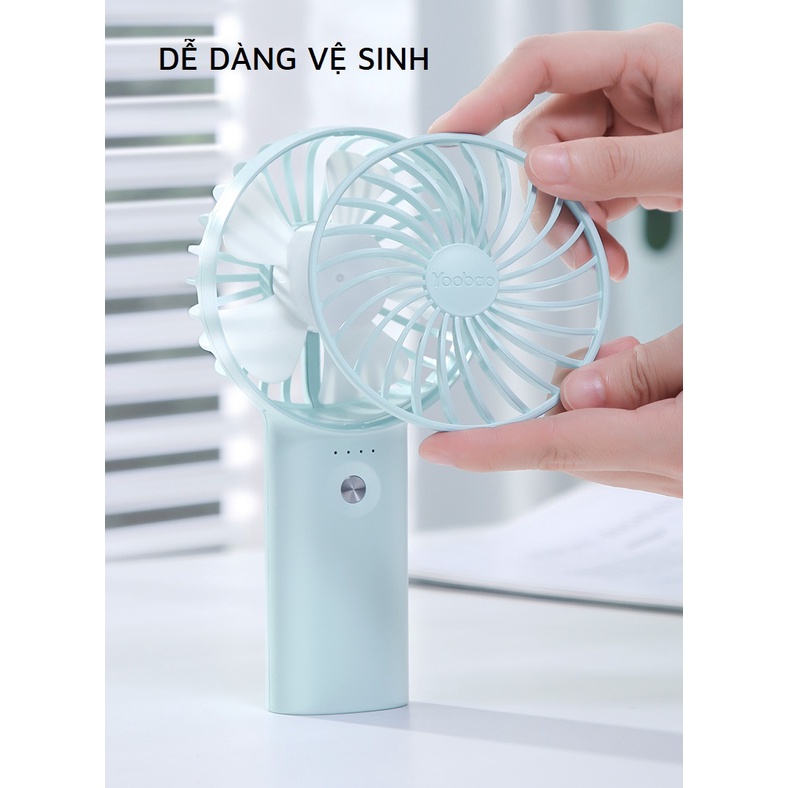 Quạt sạc tích điện mini cầm tay / đặt bàn Yoobao F3 3000/ 6000 mAh có thể chạy 15 giờ liên tục