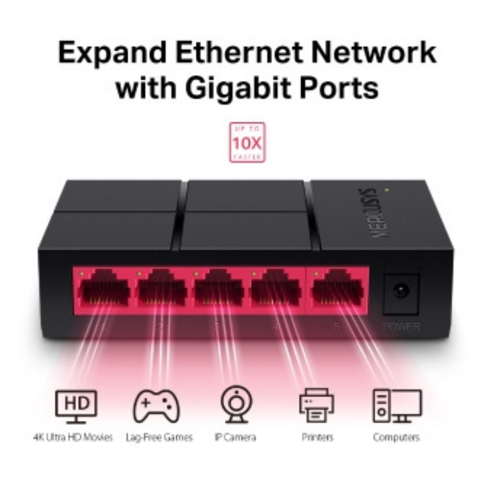 Bộ chia tín hiệu để bàn 5 cổng switch 5 port 10/100/1000Mbps Mercusys MS105G