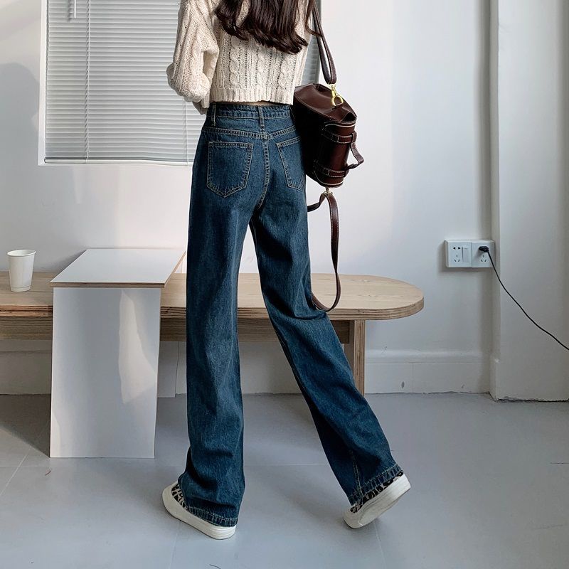 IELGY Quần Jean Dài Dáng Suông Kiểu Retro Cá Tính Cho Nữ
