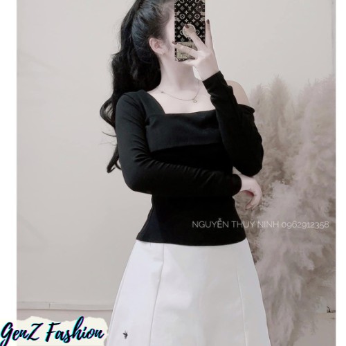 ⭕️ [CÓ HÌNH/VIDEO THẬT - HÀNG CAO CẤP] Áo Kiểu Ngang Vai Vạt Ngực_Mã 075_GenZ Fashion