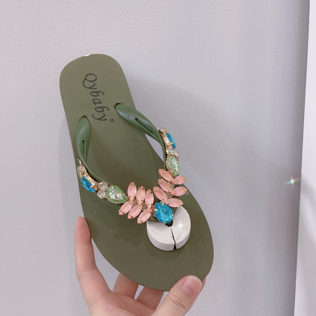 Dép kẹp, dép xỏ ngón, tông nữ đính đá Quảng Châu Qybaby 012 - TRINH LÊ SHOP