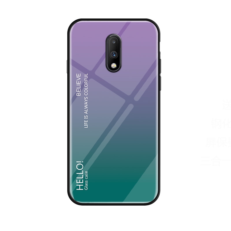 Ốp Lưng Kính Cường Lực Siêu Mỏng Màu Gradient Cho Oneplus 7 Pro 5t 6t 5 6