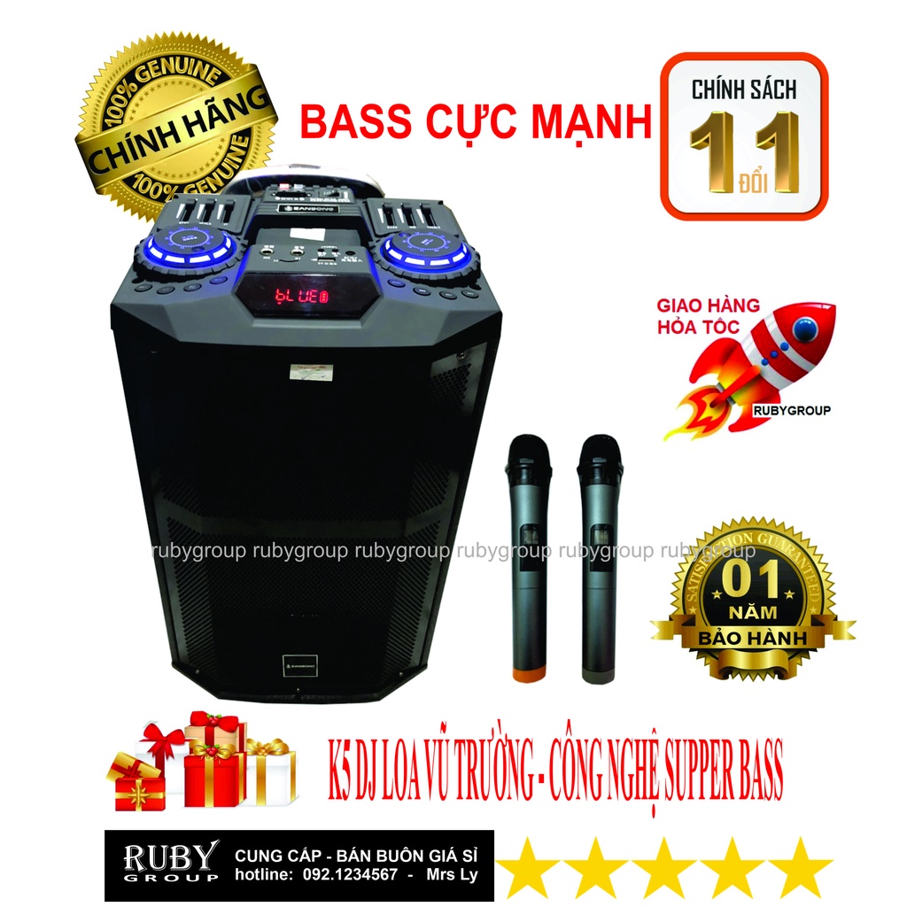 Loa kéo bluetooth karaoke DJ K5 8 INCH Và 10 INCH chính hãng Tặng kèm 2 micro – Ruby Group
