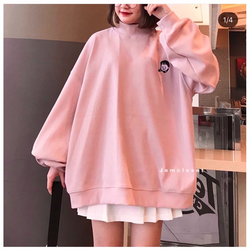 [RẺ VÔ ĐỊCH] Áo nỉ cổ lọ in cô bé dáng rộng | BigBuy360 - bigbuy360.vn