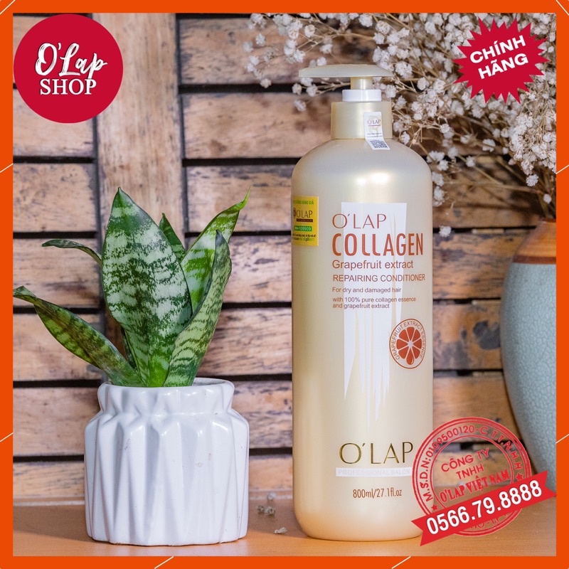 Cặp dầu gội xả Olap Collagen siêu mềm mượt chính hãng Olap 800ml X 2