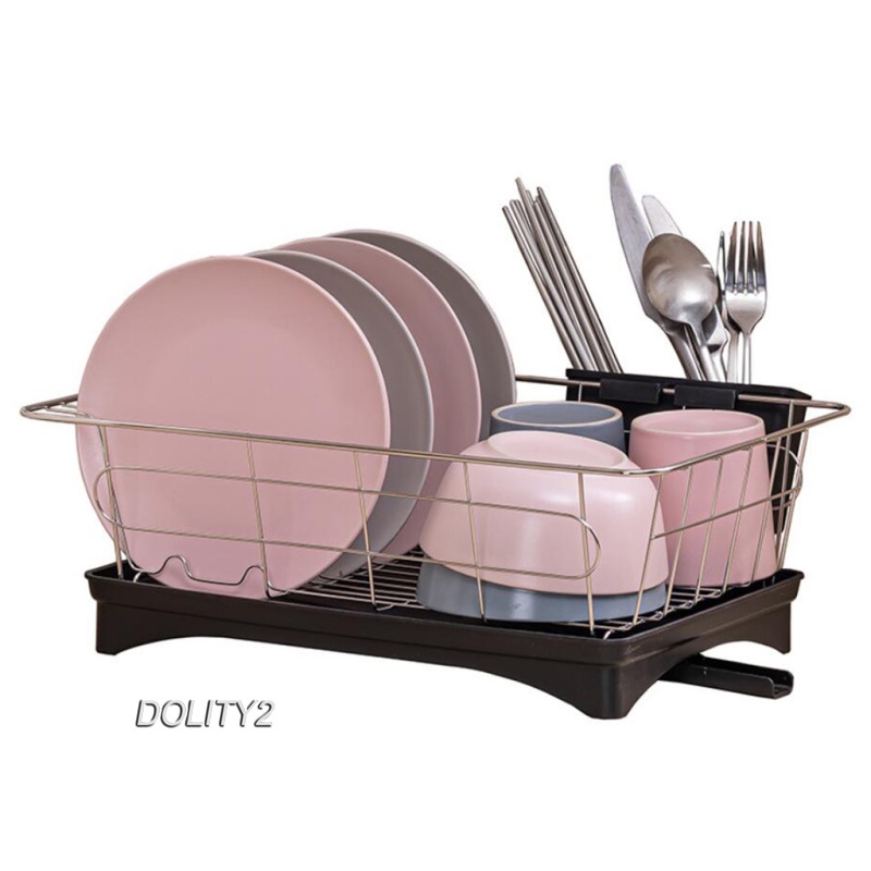Dish Rack Stainless Steel Drainer Kitchen Cutlery Storage Space Saver