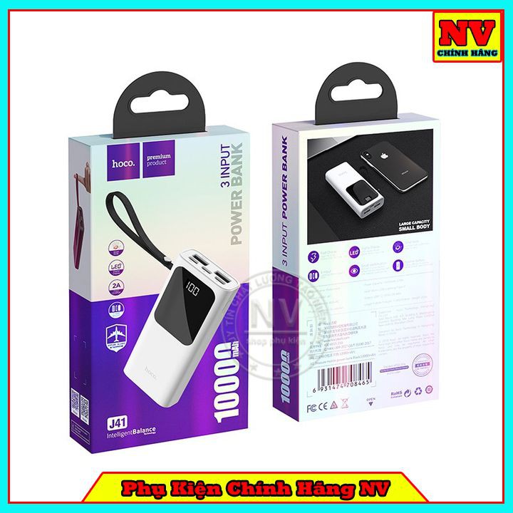 Pin Dự Phòng Hoco J41 Dung Lượng 10000mAh Có LCD Hiển Thị - BH 12 Tháng