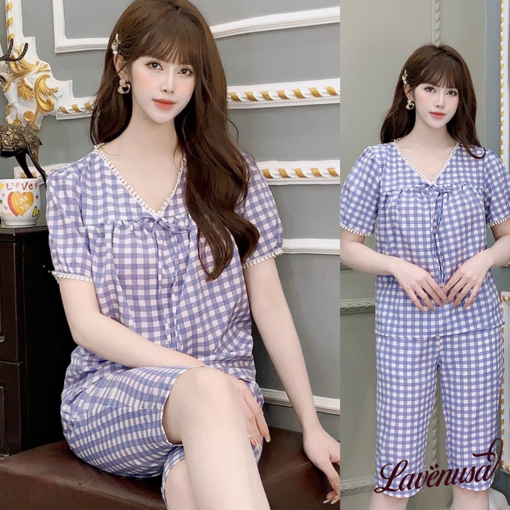 Đồ ngủ nữ Pijama lụa Hàn mặc nhà cao cấp siêu mềm mượt nữ tính LAVENUSA QA17