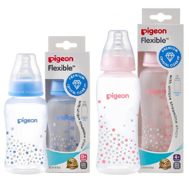 Bình sữa Pigeon PP Streamline 150ml / 250ml cổ hẹp hình ngôi sao