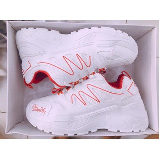 Giày Sneaker Nữ Hàn Quốc  Trắng Vạch đỏ