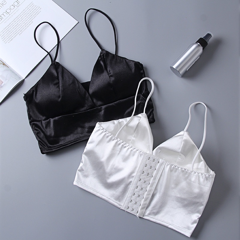 Áo bra nữ 2 dây satin phi bóng - Áo ngực mút mỏng bảng to cài sau gợi cảm quyến rủ VALICA B264