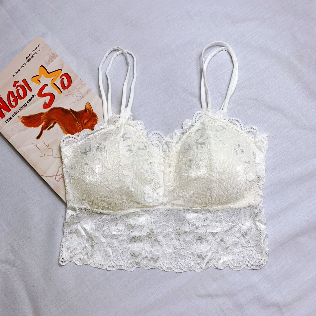 Áo bra Bralette ren croptop không gọng hai dây có đệm ngực SOLIS MS 618