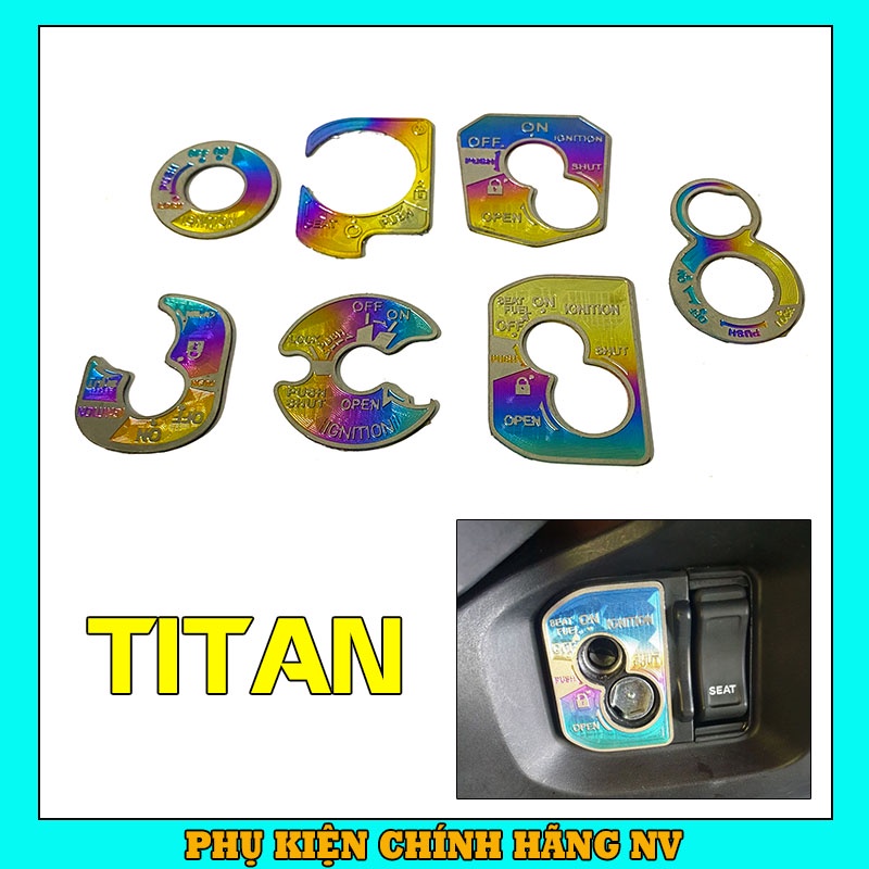 Tem titan dán ổ khoá titan trang trí xe máy Winner X, Winner, Satria, Raider FI, Vario, Sonic, Exciter 150, Sirius