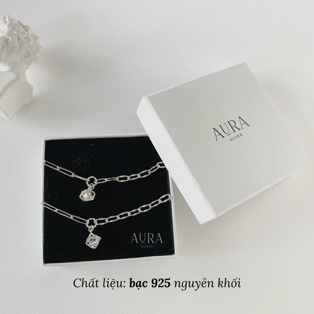 Lắc tay bạc nữ Aura, vòng tay xích Hexagon cá tính-AURASILVER-LT11