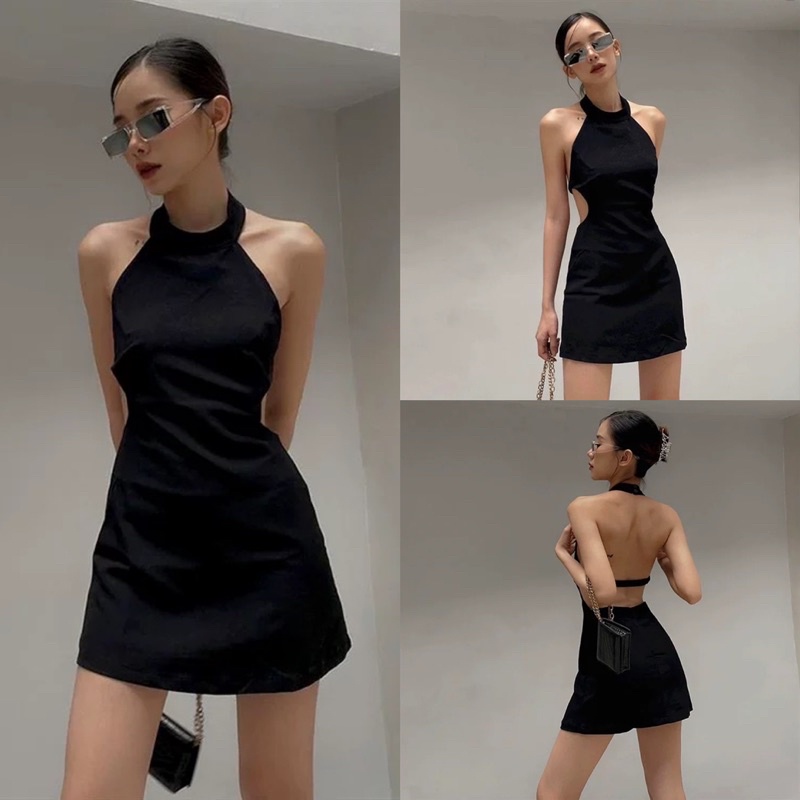 VÁY ÔM CỔ YẾM HỞ LƯNG NHÍU có mút ngực