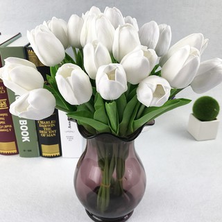 Đóa 10 hoa tulip dùng trang trí bằng nhựa sống động