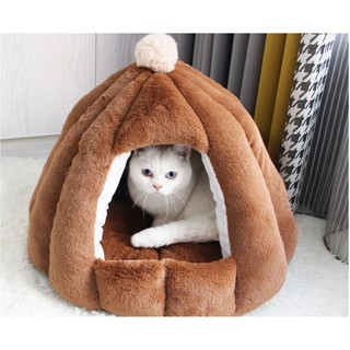 Ổ nệm nhà lồng chuồng cho chó mèo êm ấm áp hình trái bí