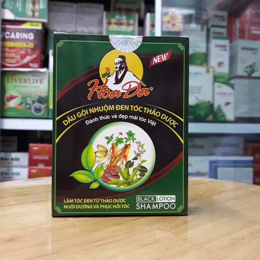 Dầu gội thảo dược đen tóc hoa đà (hộp 3 gói)