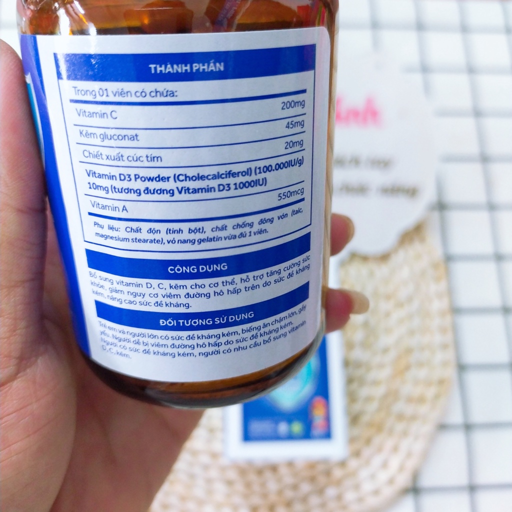 Alpha Cron - Bổ sung vitamin D,C,Zn - Tăng sức đề kháng, nâng cao sức khỏe hộp 30 viên
