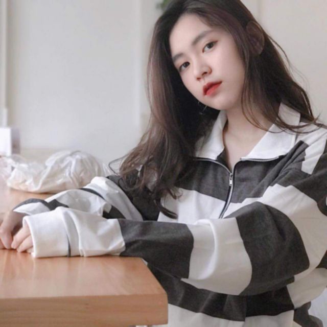 Polo zip, áo thun sọc có dây kéo | BigBuy360 - bigbuy360.vn