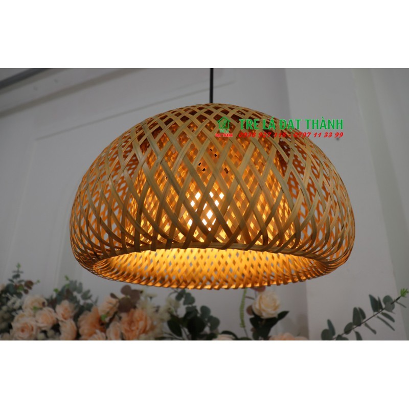 ĐÈN MÂY TRE ĐAN TREO TRẦN: NÓN 2 LỚP